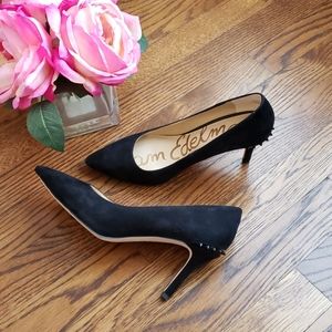 Sam Edelman Black Suede Spike Heels